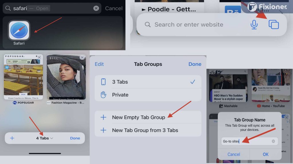 cara membuat grup tab safari