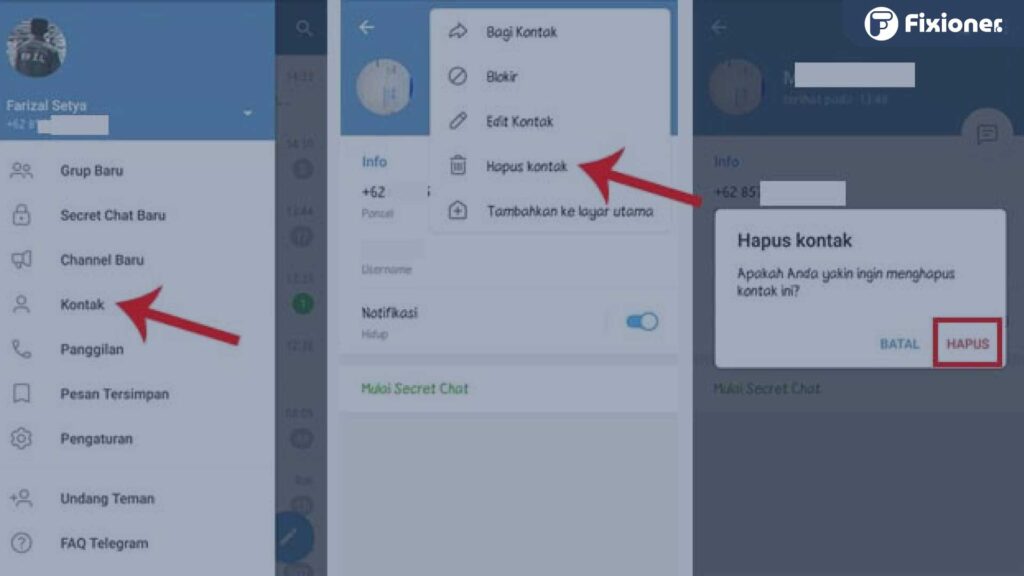 cara menghapus kontak telegram permanen