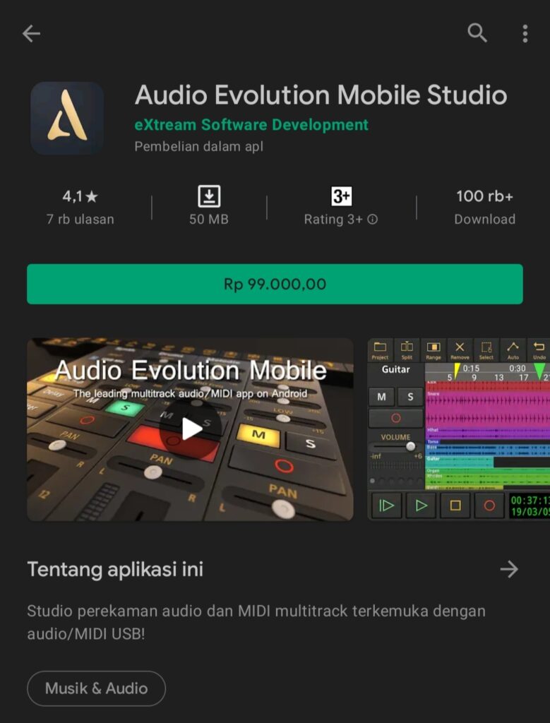 Tempo musik Audio Evolution Mobile Studio